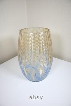 Eapg 1880s Libbey Maize Blueleaves Blown Art Glass Celery Vase Eapg 1880s Libbey Maize Blueleaves Blown Art Glass Celery Vase