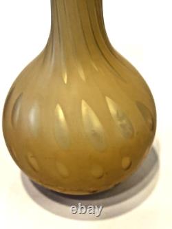 Early 1900's White Vase Encased in YellowithButterscotch Optic Dot Satin Glass Early 1900's White Vase Encased in YellowithButterscotch Optic Dot Satin Glass