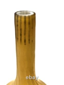 Early 1900's White Vase Encased in YellowithButterscotch Optic Dot Satin Glass Early 1900's White Vase Encased in YellowithButterscotch Optic Dot Satin Glass