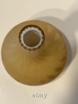 Early 1900's White Vase Encased in YellowithButterscotch Optic Dot Satin Glass Early 1900's White Vase Encased in YellowithButterscotch Optic Dot Satin Glass
