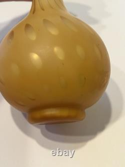 Early 1900's White Vase Encased in YellowithButterscotch Optic Dot Satin Glass Early 1900's White Vase Encased in YellowithButterscotch Optic Dot Satin Glass