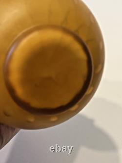 Early 1900's White Vase Encased in YellowithButterscotch Optic Dot Satin Glass Early 1900's White Vase Encased in YellowithButterscotch Optic Dot Satin Glass