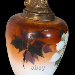 Early 20th Century Victorian Mantle Ewer. Hand Painted Art Glass Body. 16x 7