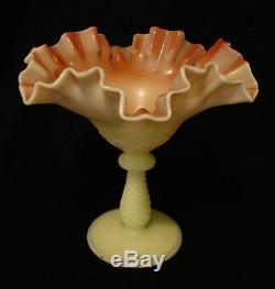 Early Fenton Custard Glass Sailboats Compote (Rare) known as Peach Blow