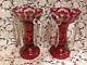 Egermann Glass Ruby Red Mantle Lustres Prism Victorian