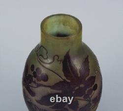 Émile Gallé (1846-1904), France. Vase in art glass with purple foliage