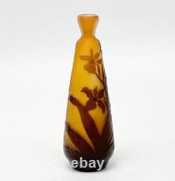 Emile Galle French Acid Etched 3-Layer Cameo Art Glass Miniature Vase c. 1900