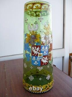 Enamel glass vase-ANTON AMBROS EGERMANN 1865-1880. Marked genuine, very rare