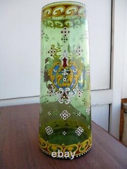 Enamel glass vase-ANTON AMBROS EGERMANN 1865-1880. Marked genuine, very rare