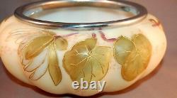 Enameled FABULOUS Smith Brothers Victorian Art Glass Marked Silver Rimmed Bowl