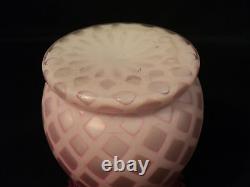English Mother Of Pearl Diamond Quilted Cased Satin Glass Vase