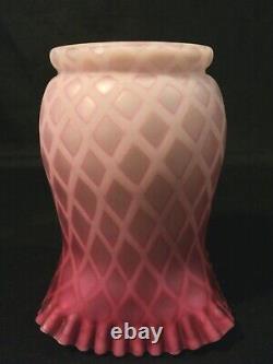 English Mother Of Pearl Diamond Quilted Cased Satin Glass Vase