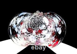 English Victorian Art Glass Raised Diamond Quilted Spatter Rope Twist 10 Basket