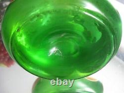 Exquisite! Antique Large Moser Hand Gilt Enamel Emerald Green Glass Vase