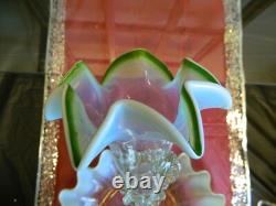 Exquisite Antique Victorian Opalescent White & Green 8 Pcs Art Glass Epergne Exc