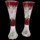 Exquisite Pair Vintage Bohemian Cut Crystal Vases (first Half Of 20th Century)