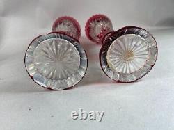Exquisite Pair Vintage Bohemian Cut Crystal Vases (First Half of 20th Century)