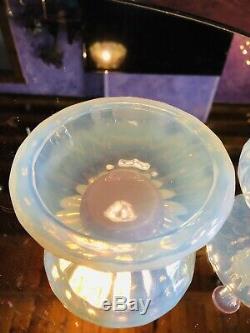 Exquisite Victorian Venetian Murano Seguso Opaline Opalescent Bottle & Bowl Set