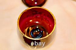 Extremely Rare Moser Amethyst Bohemian Art Glass 24k Gold And Electric Blue Trim