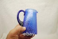 Extremely Rare Victorian Cobalt Blue Crackle Overshot Art Glass Creamer 1880's