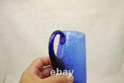 Extremely Rare Victorian Cobalt Blue Crackle Overshot Art Glass Creamer 1880's