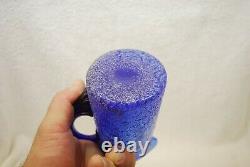 Extremely Rare Victorian Cobalt Blue Crackle Overshot Art Glass Creamer 1880's