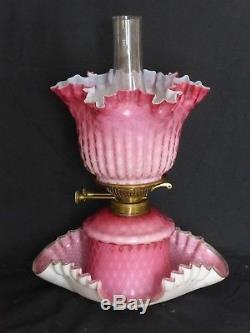 Extremely Rare Victorian Dqmp Art Glass Duplex Oil Lamp