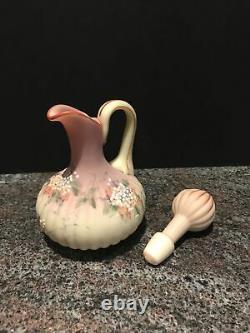 FABULOUS ENAMELE Mt. Washington BURMESE melon ribbed CRUET with matching stopper