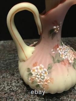 FABULOUS ENAMELE Mt. Washington BURMESE melon ribbed CRUET with matching stopper