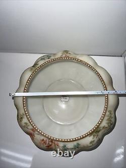 FABULOUS Set Smith Bros Marked Enameled Victorian Art Glass Melon Ribbed Bowl