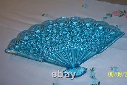 FENTON HOBNAIL BLUE OPALESCENT VANITY SET PRISTINE COND c. 1940's FREE SHIP