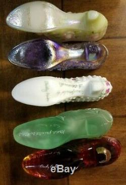 FENTON QVC Family Signature Victorian Glass Shoe Collection Hand Painted Signed