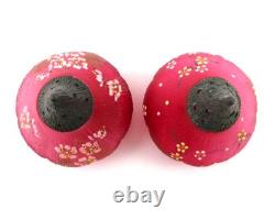 FIG Salt & Pepper SHAKERS antique Mt. Washington CRANBERRY art glass c1890's