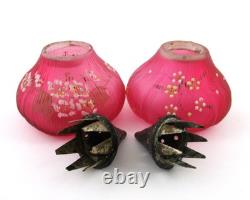 FIG Salt & Pepper SHAKERS antique Mt. Washington CRANBERRY art glass c1890's
