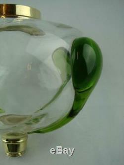 Fabulous Antique Art Glass Oil Lamp Font, Clear Swirl Glass With Applied Decor