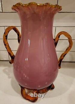 Fabulous Stevens & Williams Late Victorian cased glass Vase/Urn Applied Flowers