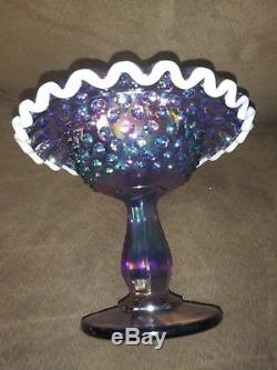 Fenton 1167 OQ Violet iridescent crest Hobnail Fairy lamp Light -READ DESCIPTION