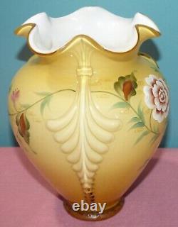 Fenton 1999 Heirloom Collection Gold Overlay Feather Vase Limited Edition