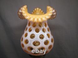Fenton AMBER HONEYSUCKLE COIN DOT OPALESCENT Electric Large Lamp 23.75 tall