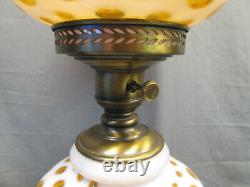 Fenton AMBER HONEYSUCKLE COIN DOT OPALESCENT Electric Large Lamp 23.75 tall