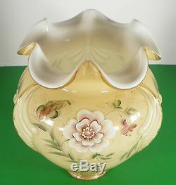 Fenton Art Glass Heirloom QVC Gold Overlay Feather Vase Tudor Rose 77/800