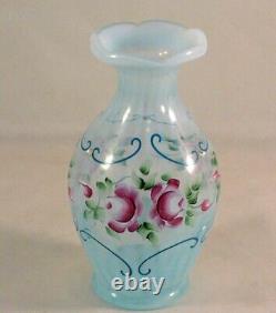 Fenton Art Glass Optic Ocean Blue Vase #299 of 1,250- Signed D. Robinson