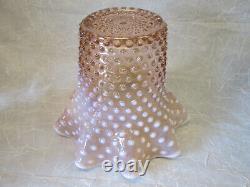 Fenton Art Glass Pink Peach Opalescent HOBNAIL Ruffled 7.25 tall Vase Crimped