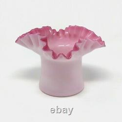 Fenton Art Glass Pink Square Ruffled Vase 1939