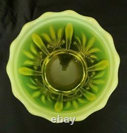 Fenton Cactus Topaz Vaseline Glass LARGE Covered Cracker Cookie Jar RARE