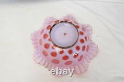 Fenton Ceiling Light Coin Dot Cranberry Shade Ruffled Lamp Tested Working