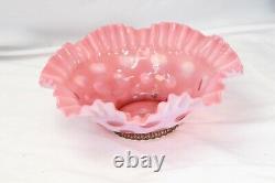 Fenton Ceiling Light Coin Dot Cranberry Shade Ruffled Lamp Tested Working