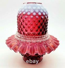 Fenton Cranberry 3 Piece Hobnail Fairy Lamp