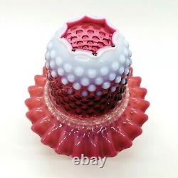 Fenton Cranberry 3 Piece Hobnail Fairy Lamp