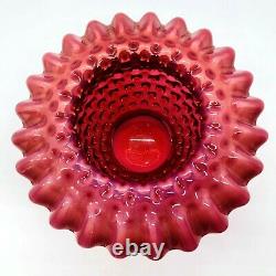 Fenton Cranberry 3 Piece Hobnail Fairy Lamp